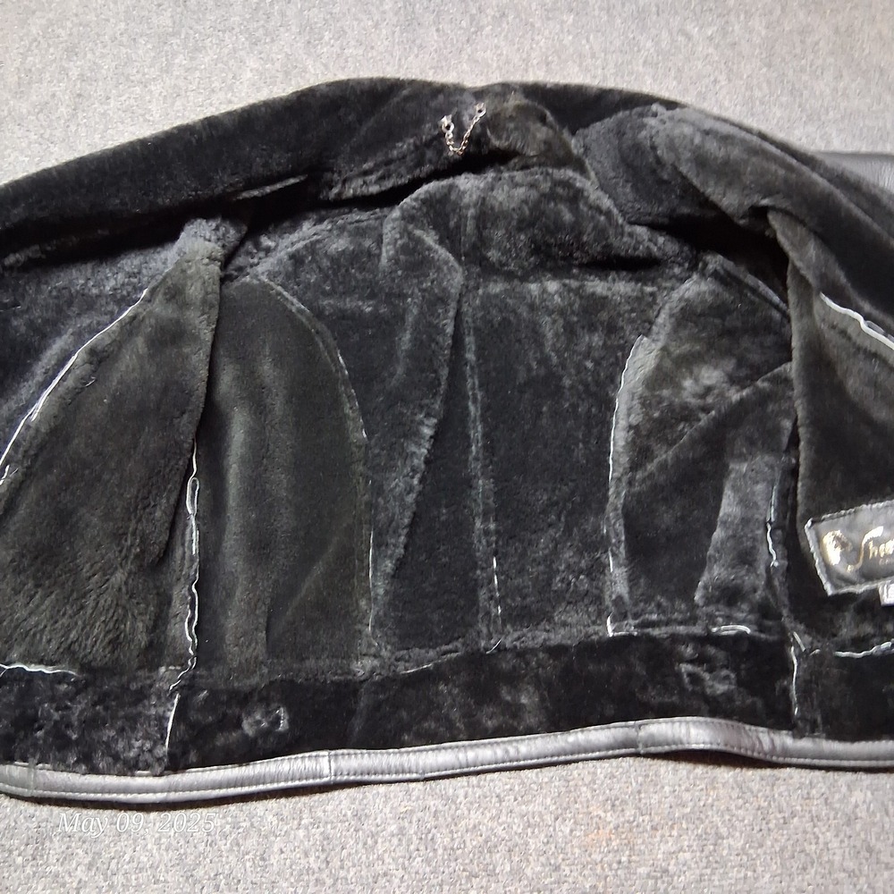 Vintage Sherling Original Leather Jacket Adult Size Small Black V Neck VERY NICE - Picture 7 of 8